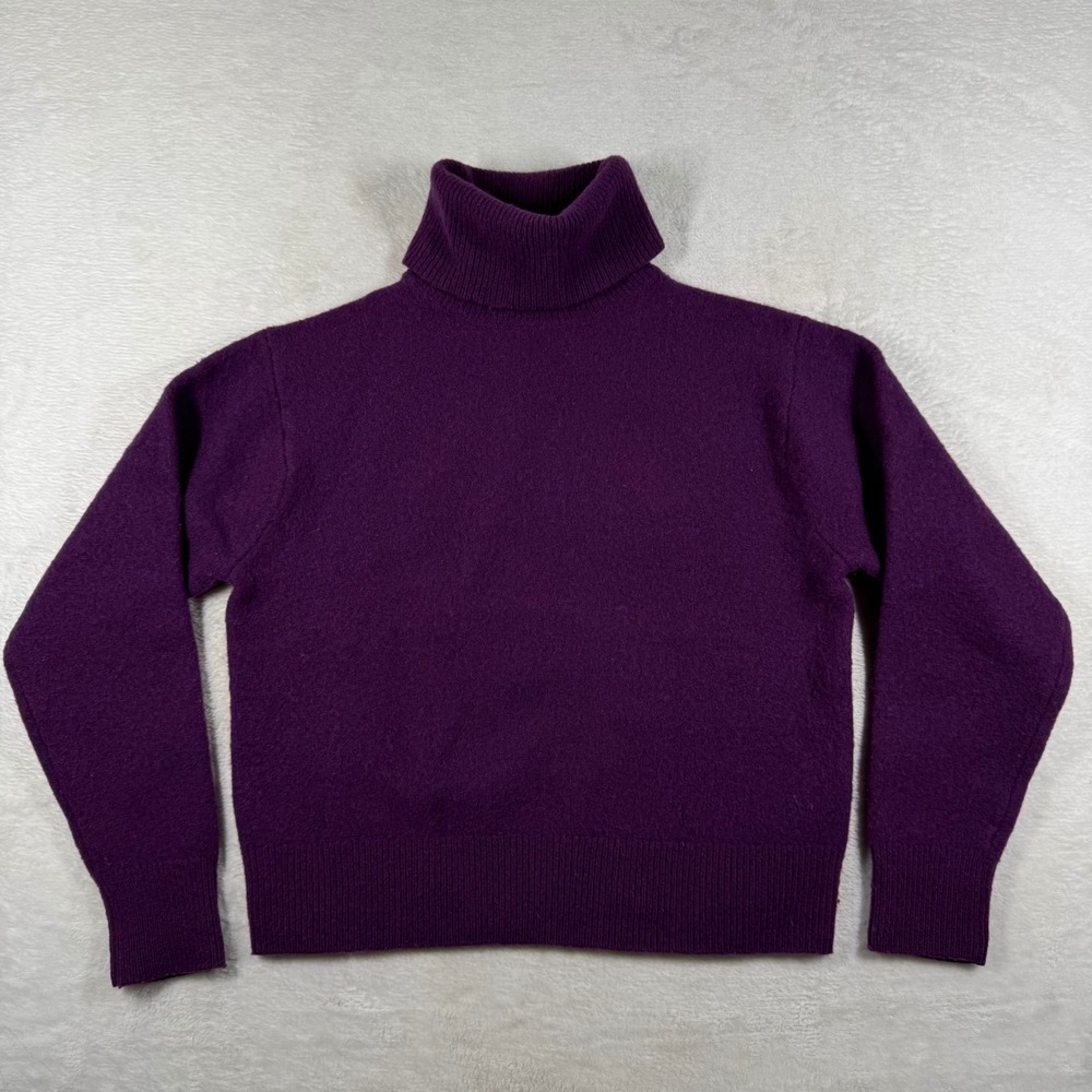 Uniqlo Womens XS Purple 100% Wool Turtleneck Sweater 251-450517 Long Sleeve